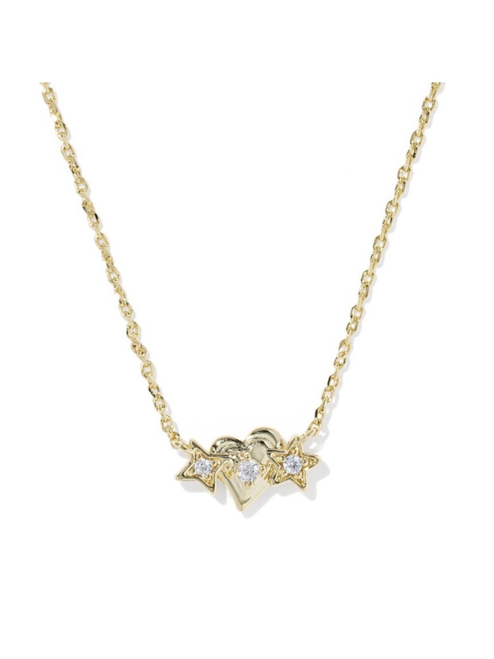 Gold Heart & Star Cubic Zirconia Rory Charm Pendant Necklace - Gold